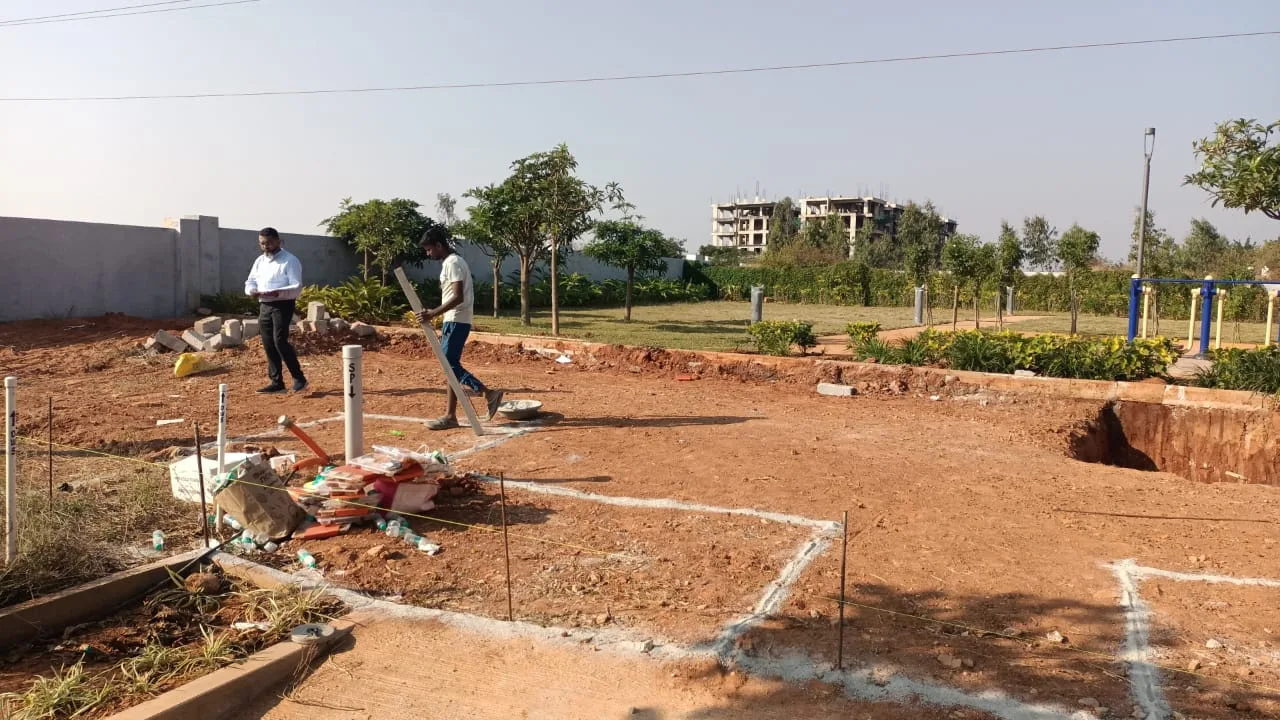 Vanashray construction progress, plot marking at start of work